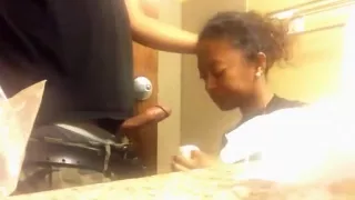 black girl makes a sextape with her boyfriend  in the bathroom