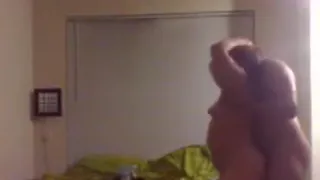 Blindfolded white girl has missionary, doggystyle and cowgirl sex with her black bf.