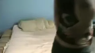 Brunette girl tapes herself playing with her shaved pussy