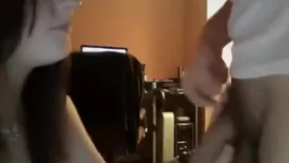 Brunette has oral, titjob, cowgirl and doggystyle action.