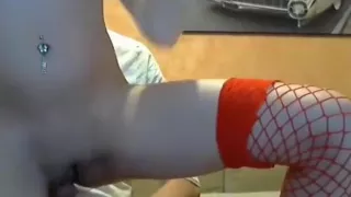 busty girl with tubesocks rides her boyfriend  on the sofa