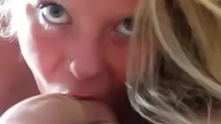 Chubby blonde is an experienced cock sucker and gives her bf the blowjob of a lifetime !!!
