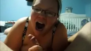 Chubby nerdy girl with glasses facial cumshot compilation
