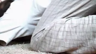 Couple has a cowgirl creampie quickie on the floor