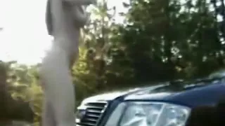 Couple has sex on the hood of their car in nature