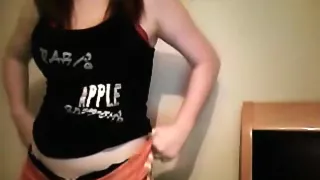 Crazy brunette girl flashes her pussy and tits for a stranger online