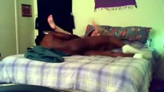 Cuckold jerks off, while he watches his wife getting blacked.