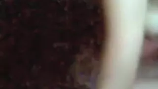 Curly haired latina girl blows and rides her bf's cock in her bedroom