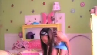 Cute asian girl with shaved pussy and perky tits teases and masturbates with squirting on cam