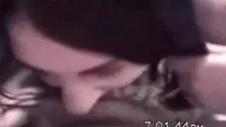 cute brunette girl with high heels fucks her boyfriend  in her bedroom