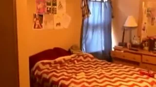 Cute brunette usa girl plays with a dildo on her bed