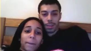 cute dark haired girl flashes her big boobs and lets her boyfriend  play with them on cam