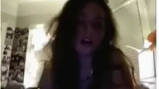 Cute girl plays with her tits and rubs her pink pussy on omegle