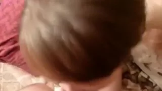 Cute girl sucks, fucks and swallows pov.