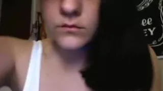 cutie makes her boyfriend  hard by having cybersex and fingering her pussy