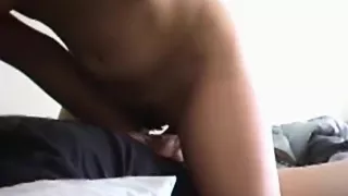 Dark haired girl rides cock, gets an orgasm, gives a blowjob and swallows.