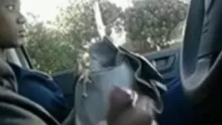 Dude gives a black girl a ride and he starts jerking off !!!