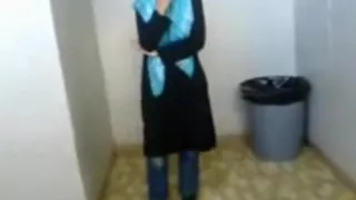 dude tapes his muslim hijab girlfriend  with big boobs and shaved pussy showering