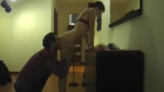 Eating out the pussy of a colleague after a company party