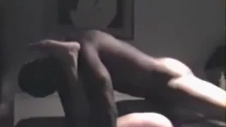 Ebony couple cowgirl, missionary and titjob with cumshot action on the bed.