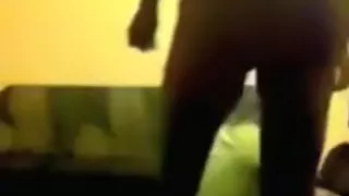 ebony girl rides her boyfriend  on the floor and gets an ass cumshot