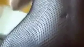 Fat brunette girl gets her shaved cameltoe pussy doggystyle fucked and premature creampied on the sofa