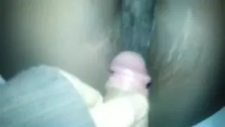Fucking a black streetslut bareback and cumming on her pussy