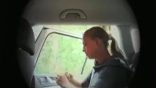 girl girl sucks a client's cock in his car and spits out the cum outside