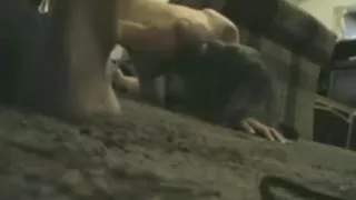 girl has a quickie on the floor, before her parents come home from work.