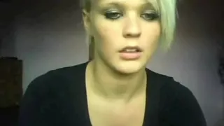 Girl plays with her boobs and shaved pussy in her bedroom