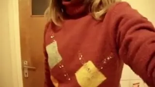 girl takes off her clothes in the bathroom and fingers herself in the bathtub