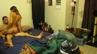 guy, acting as underwear rambo, fucks his girlfriend  hardcore.