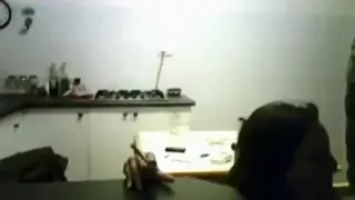 horny brunette makes a sextape with her boyfriend  in the kitchen