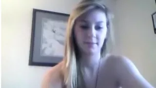 Hot blonde girl plays with her tits and masturbates her pussy with a toy