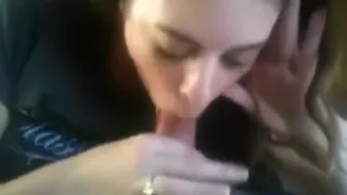 Hot brunette girl gives an awesome pov blowjob