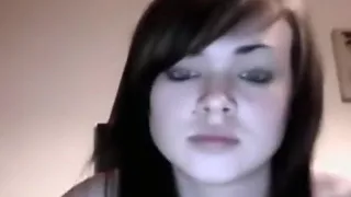 Hot brunette girl masturbates closeup with a vibrator