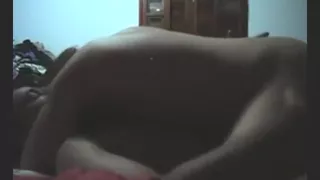 hot brunette sucks and rides her boyfriend  on the bed