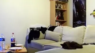 Hot brunette with fishnet panties gets it going hardcore on the sofa