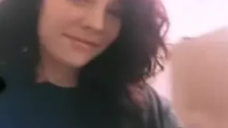 Hot girl masturbates with a cucumber in the toilet of a supermarket