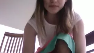 Hot girl plays with herself on the balcony of her apartment