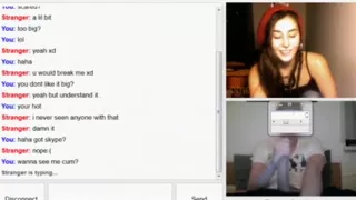 Hot girl sees a big cock on omegle, gets horny and starts to masturbate.