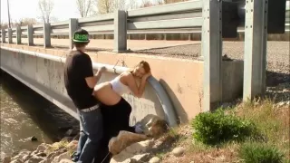 kinky sex with the girlfriend  next to a bridge