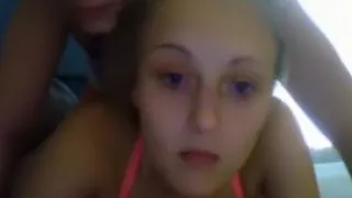 Lesbian girl makes-out and masturbates her gf's pussy on cam