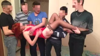 Milf has a gangbang orgy with 5 of her boy's friends