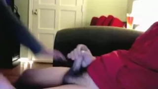 My blonde wife sucks me off on the sofa