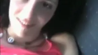 naughty brunette makes a sextape with her boyfriend  in his car