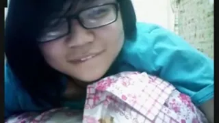 nerdy asian girl has cybersex with her boyfriend  on skype