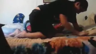 Nerdy brunette girl with glasses has missionary and doggystyle sex