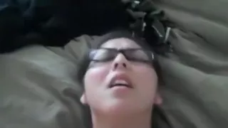 Nerdy glassed brunette gets pov doggystyle and missionary fucked