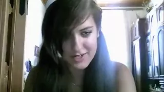 Pigtailed brunette girl plays with herself and rides a spongebob bouncing ball